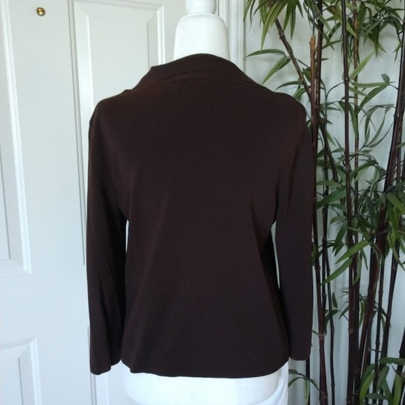 Chocolate Brown Ruffled Collar Sweater - Picture 5 of 6
